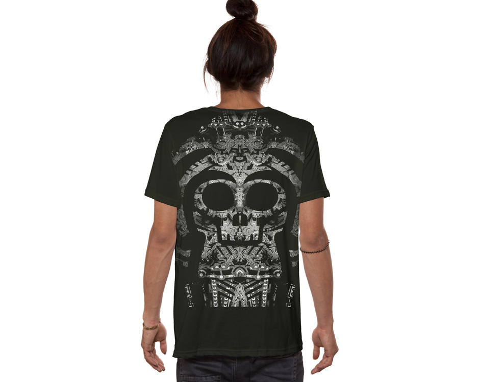 Skullz Dark Khaki Modem Festival psychedelic T-shirt